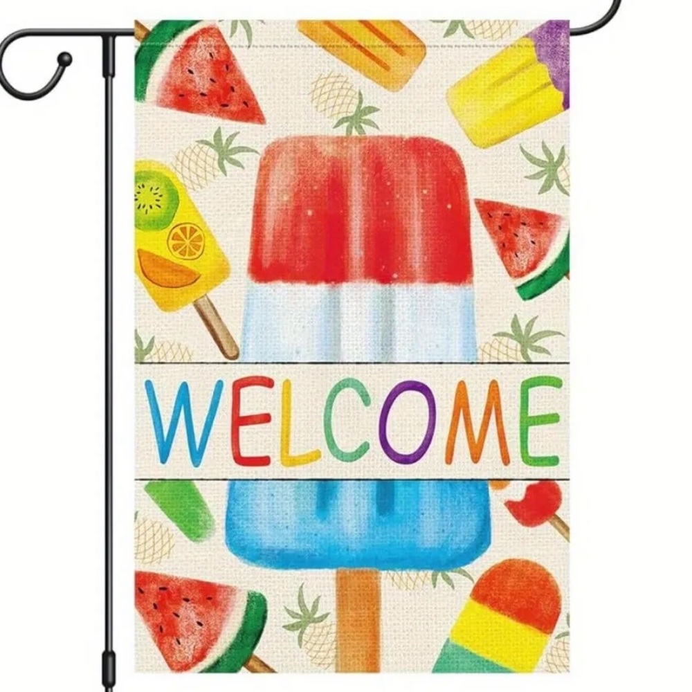 NIP WELCOME Double Sided Polyester Garden Flag 
1pc, 12” x 18”. Popsicle